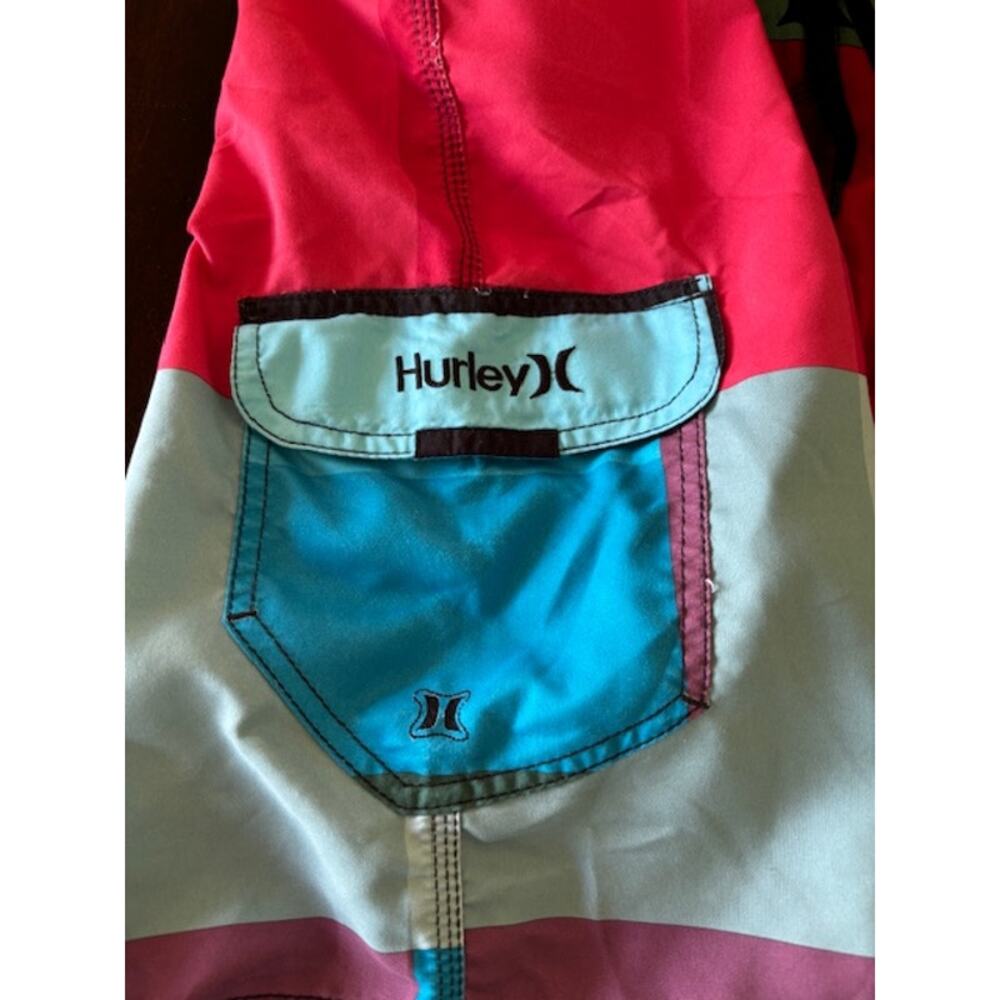 Hurley Men’s Size 34 Swim Trunks Colorblock Board Shorts Yellow Blue Red Green - Picture 3 of 4